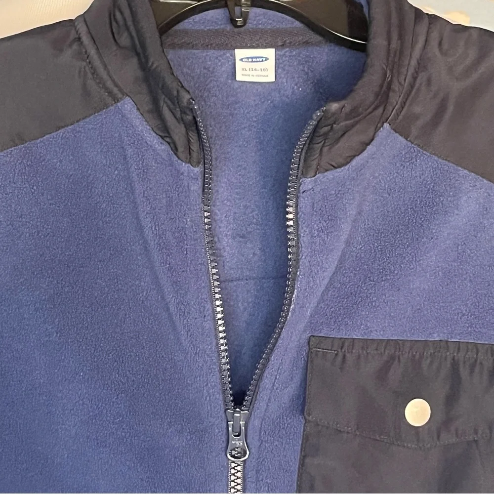 Old Navy Kids fleece‎ zip up jacket/sweatshirt Navy Blue XL (14-16) Cozy Soft